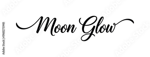 Moon Glow. lettering and all elements in black. Vector style. AWhite background. Pure white background. Perfect isolation and visual consistency. Elegant