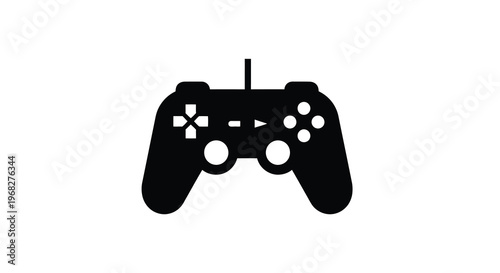 A simple black silhouette depicting a modern video game controller viewed from above high quality professional