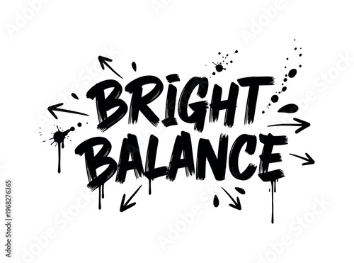 Bright Balance. lettering and all elements in black. Vector style. AWhite background. Pure white background. Perfect isolation and visual consistency. Dynamic