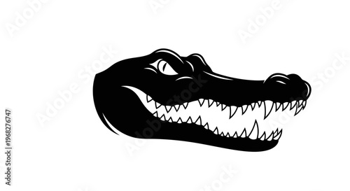 Black Alligator Head with Open Mouth and Sharp Teeth.