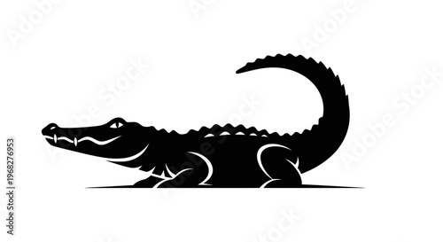 Black silhouette of a smiling alligator or crocodile.