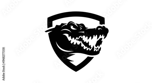 Fierce Alligator Head Logo within a Shield Design.