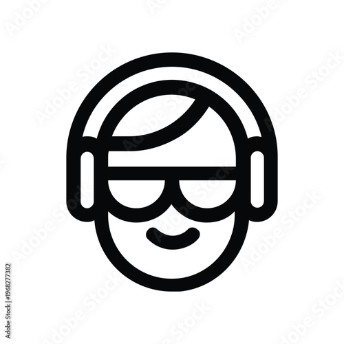 Music Listener Headphones Avatar Line Icon