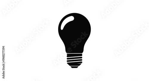 Fotografi A simple black silhouette of a traditional incandescent light bulb against a whi
