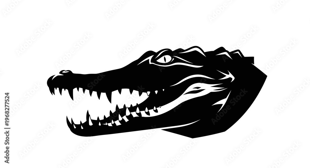 Fototapeta premium Fierce Alligator Head Silhouette with Open Jaws.