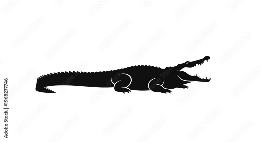 Fototapeta premium Powerful alligator silhouette with open jaws.