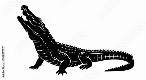 Powerful Alligator Silhouette with Open Jaws.