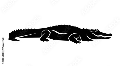 Alligator silhouette isolated on a white background.