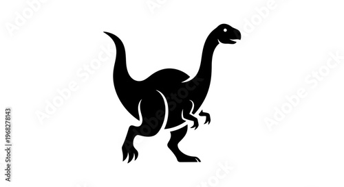 Black silhouette of a dinosaur on a white background, simple and clean design.