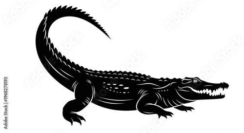 Powerful Alligator Silhouette Illustration.