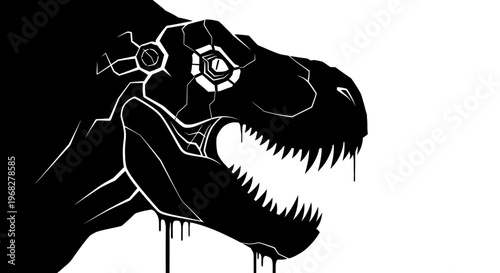 Monochromatic Tyrannosaurus Rex Head with Stylized Details.