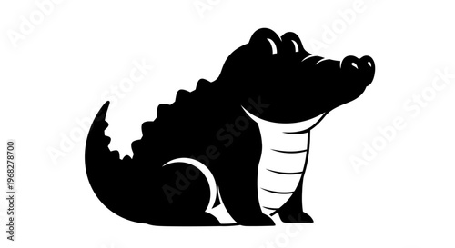 Cute Alligator Silhouette Vector Illustration.