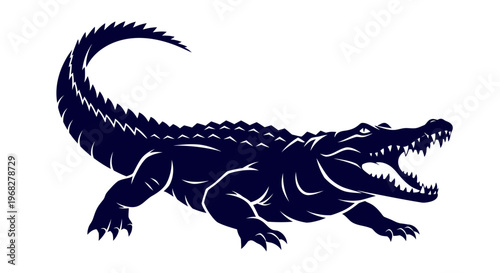 Powerful Alligator Vector Illustration with Open Jaws.