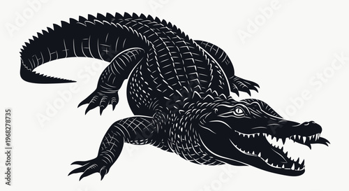 Powerful Alligator Vector Illustration with Open Jaws.