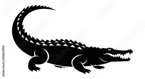 Powerful Alligator Silhouette Vector Illustration.