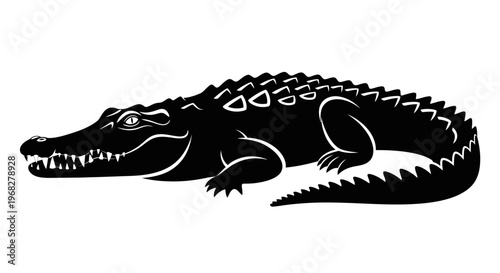 Powerful Alligator Silhouette Vector Illustration.