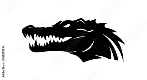 Powerful Alligator Head Silhouette Vector Illustration.