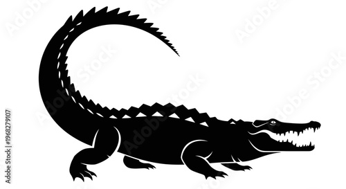 Powerful Alligator Silhouette Vector Illustration.
