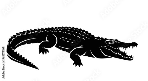 Powerful Alligator Silhouette Vector Illustration.