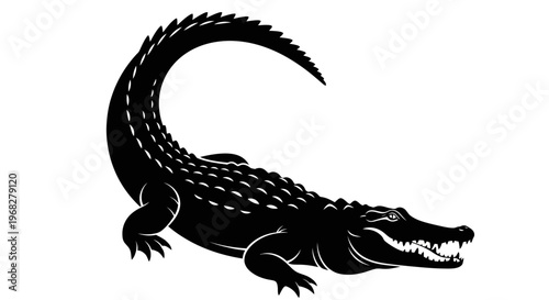 Powerful Alligator Silhouette Vector Illustration.