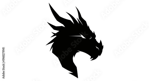 Powerful black dragon head silhouette with sharp features.
