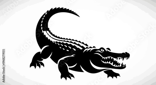 Powerful Alligator Silhouette Vector Illustration.