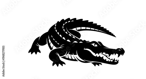 Powerful Alligator Silhouette Vector Illustration.
