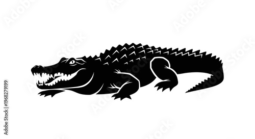 Powerful Alligator Silhouette Vector Illustration.