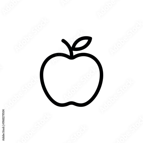 A clean minimalist outline icon of a fresh apple fruit on white