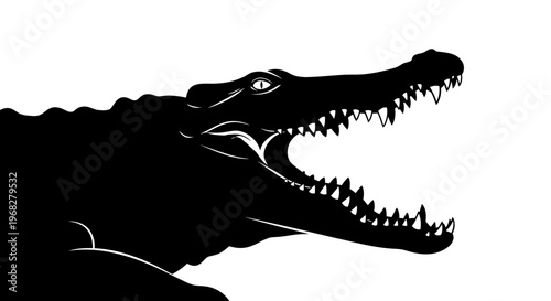 Striking Silhouette of an Alligator with Jaws Wide Open.