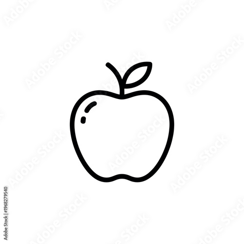 A simple outline icon of a fresh apple fruit with small texture detail