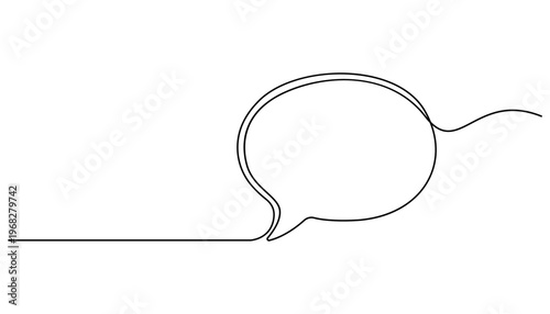 Continuous one line drawing Minimalist speech bubble, continuous line drawing, simple icon, conversation symbol, black outline