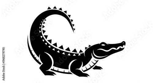 Stylized black crocodile or alligator vector illustration.