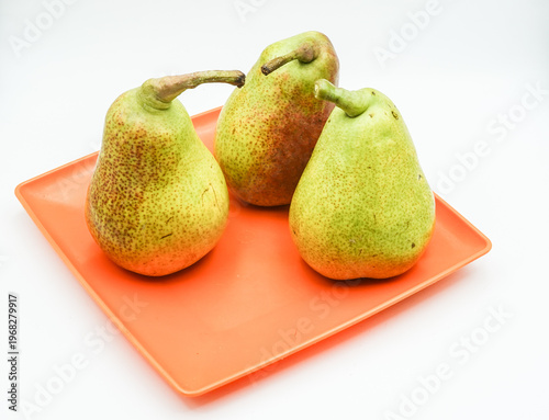 Three pears on a plate
