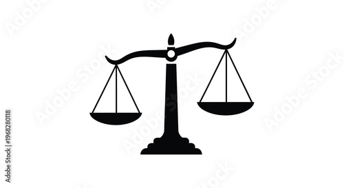 Bild auf Leinwand A black silhouette of traditional balance scales symbolizing justice and equitab