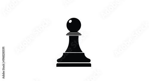 A minimalist depiction of a black chess pawn isolated on a stark white background high quality