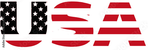 USA Typography Flag Fill American Letters Design