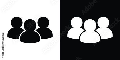 Teamwork solid icon. Bold group of people silhouette. Professional staff symbol, social community, or collective workforce representation. Vector flat design.