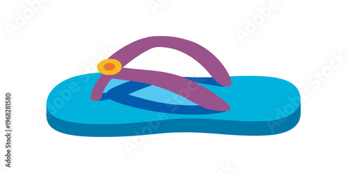 bright blue and purple flip flops with yellow flower vector illustration