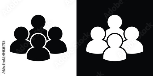 Teamwork solid icon. Bold group of people silhouette. Professional staff symbol, social community, or collective workforce representation. Vector flat design.