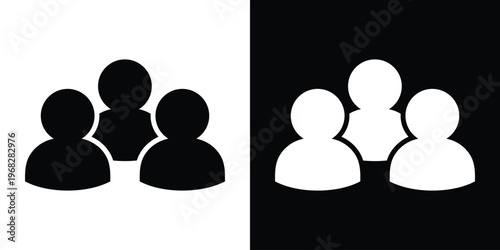Teamwork solid icon. Bold group of people silhouette. Professional staff symbol, social community, or collective workforce representation. Vector flat design.