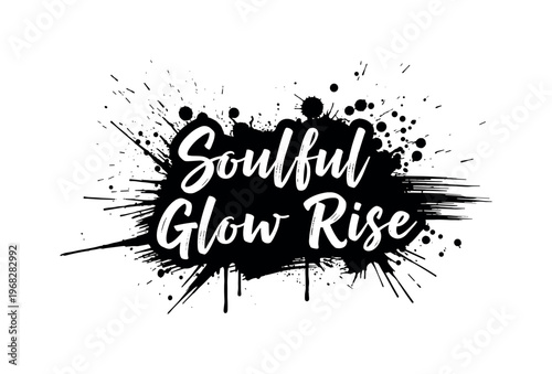 Soulful Glow Rise. lettering and all elements in black. Vector style. AWhite background. Pure white background. Perfect isolation and visual consistency.