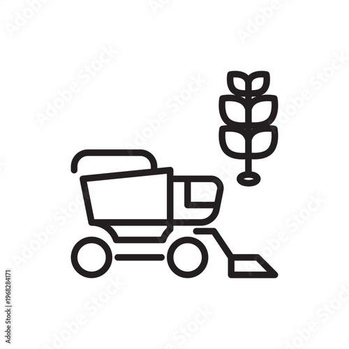 Combine harvester icon symbolizing large-scale agtech, representing integrated harvesting hardware, grain threshing tools, reaping systems, agricultural machinery gear, and cereal production logistics