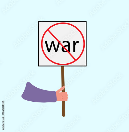 crossed-out war sign, in a person's hand, hand, 
