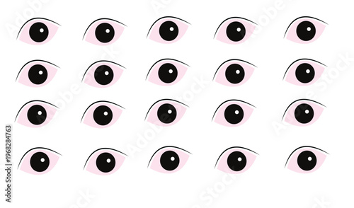 Set of cartoon eyes with different pupil positions