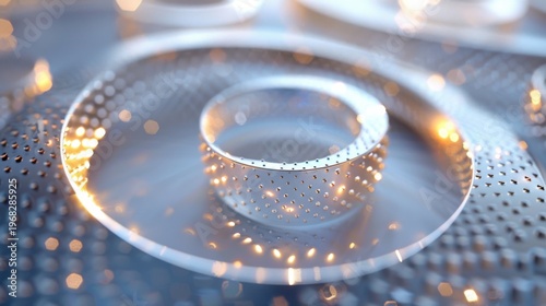 clean minimal mesh rings with soft light dots