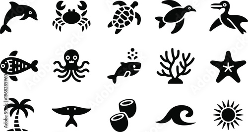 Minimal Oceanic Flat Vector Icon set