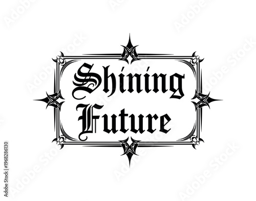 Shining Future. lettering and all elements in black. Vector style. AWhite background. Pure white background. Perfect isolation and visual