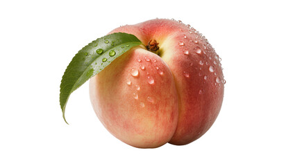 Wandcirkels Pantone 2024 Peach Fuzz Rijpe perzik met groen blad  © Claudia
