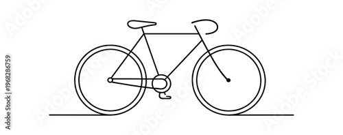 Bicycle side view simple line drawing. bike, cycle, transport, commuting, wheel, pedal, road, urban mobility. flat vector illustration isolated on white background.